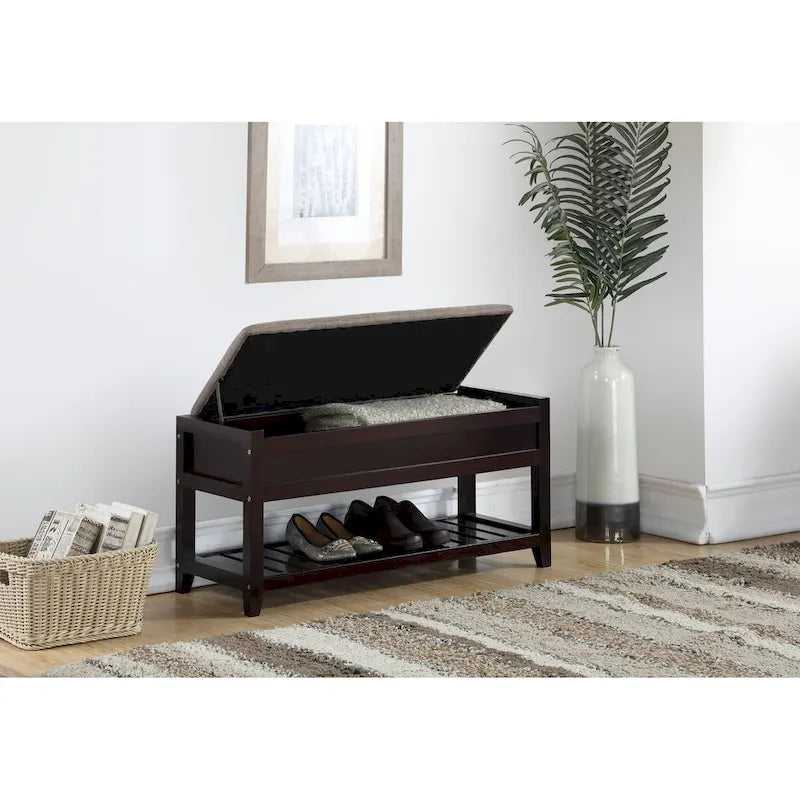 Panca da Ingresso con Contenitore Porta Scarpe | Finitura Espresso | Panca Moderna da Corridoio