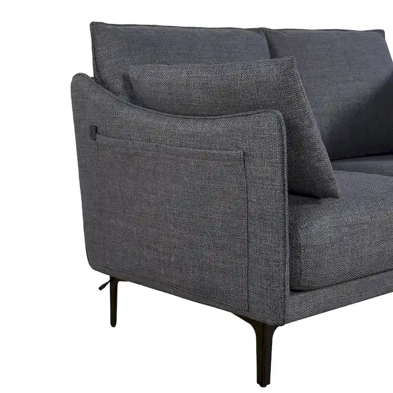 Divano 2,5 posti capitonné in poliestere | Porta di ricarica USB | Struttura in metallo | 363 kg | 173 cm