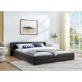 Letto a piattaforma imbottito Queen Size con tessuto spesso in ciniglia, telaio solido e testiera, GRIGIO SCURO