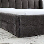 Letto a piattaforma imbottito Queen Size con tessuto spesso in ciniglia, telaio solido e testiera, GRIGIO SCURO