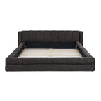 Letto a piattaforma imbottito Queen Size con tessuto spesso in ciniglia, telaio solido e testiera, GRIGIO SCURO