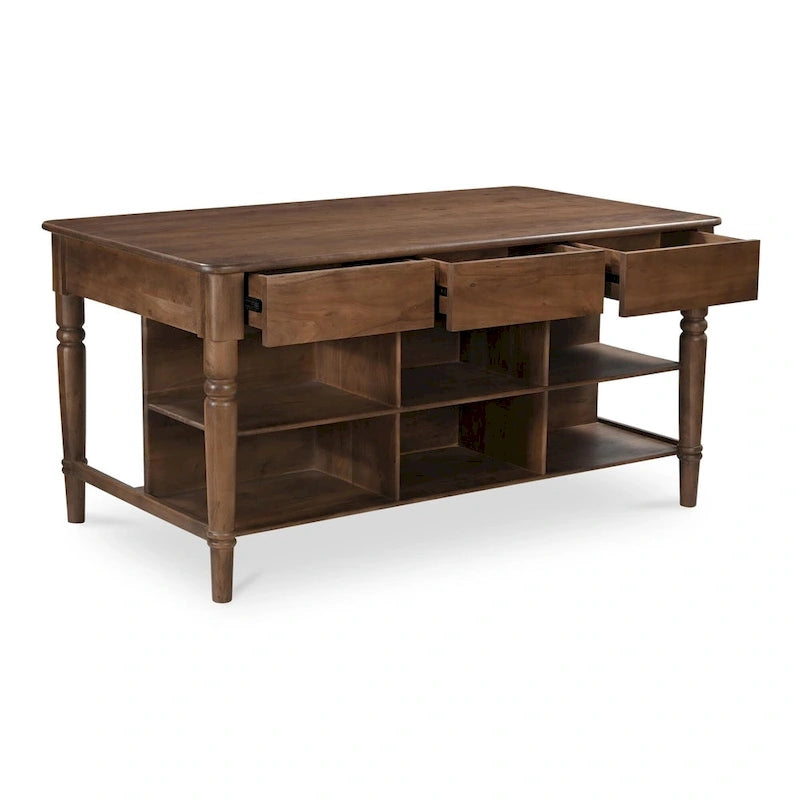 Isola da cucina in legno con contenitore | 183 cm L x 103 cm P x 93 cm H | Stile moderno