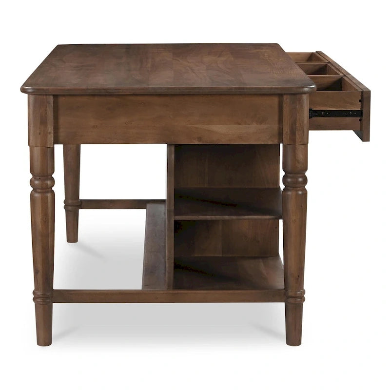 Isola da cucina in legno con contenitore | 183 cm L x 103 cm P x 93 cm H | Stile moderno