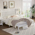 Letto a piattaforma Queen Retro con testiera a forma di zucca e struttura in legno massello