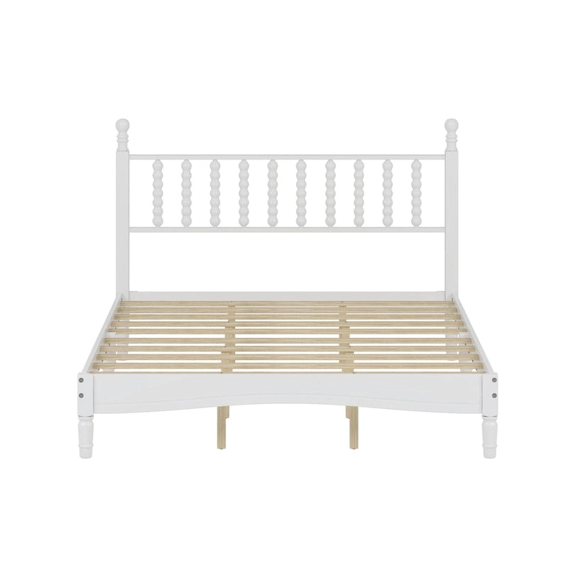 Letto a piattaforma Queen Retro con testiera a forma di zucca e struttura in legno massello