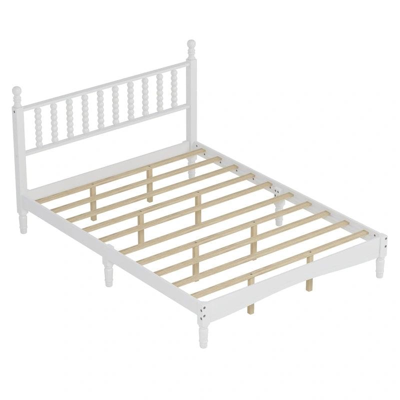 Letto a piattaforma Queen Retro con testiera a forma di zucca e struttura in legno massello