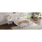 Letto a piattaforma Queen Retro con testiera a forma di zucca e struttura in legno massello