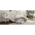 Letto a piattaforma Queen Retro con testiera a forma di zucca e struttura in legno massello