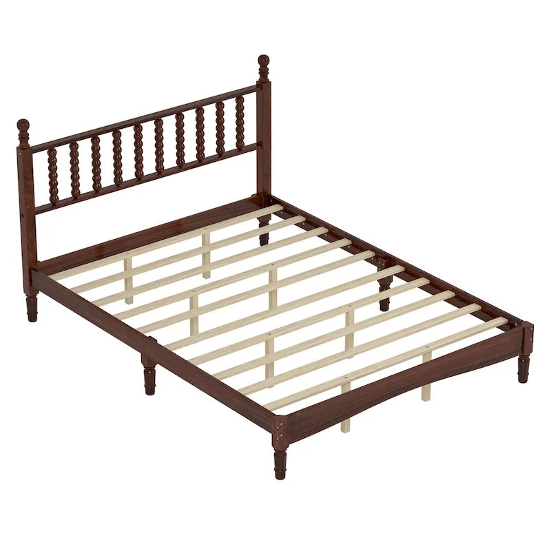 Letto a piattaforma Queen Retro con testiera a forma di zucca e struttura in legno massello