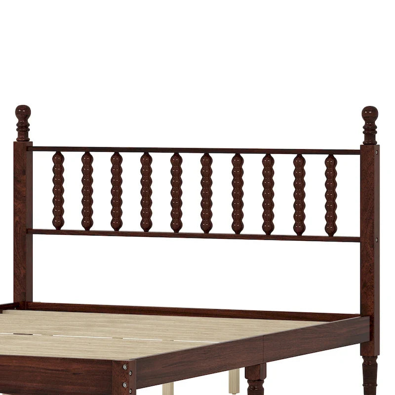Letto a piattaforma Queen Retro con testiera a forma di zucca e struttura in legno massello