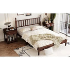 Letto a piattaforma Queen Retro con testiera a forma di zucca e struttura in legno massello