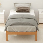 Letto a piattaforma in legno massello per materasso singolo con capacità di 450 kg e contenitore