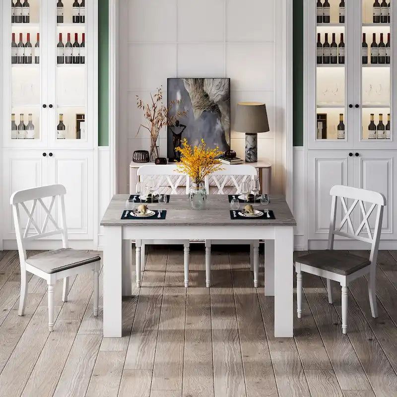Tavolo da pranzo rettangolare in legno composito | 120x70 cm | 4 posti | Antigraffio | Grigio scuro