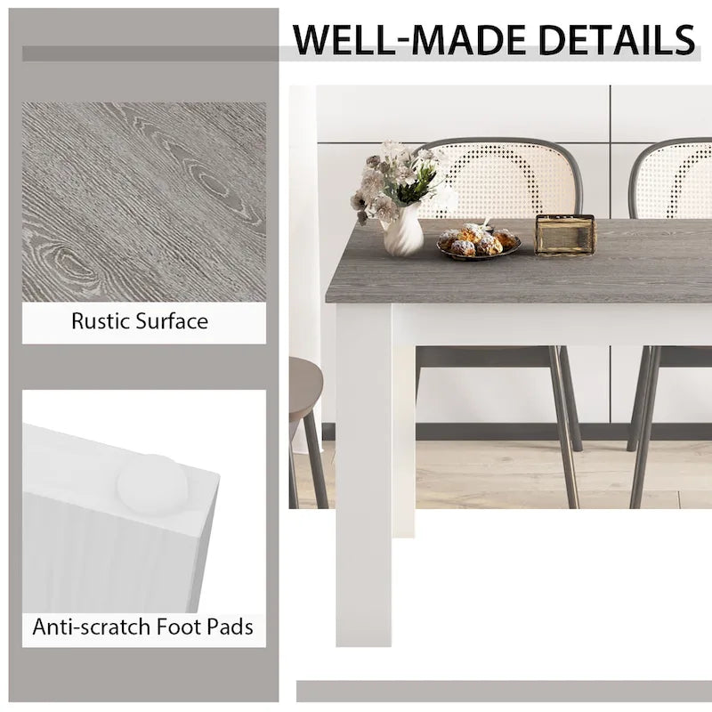 Tavolo da pranzo rettangolare in legno composito | 120x70 cm | 4 posti | Antigraffio | Grigio scuro