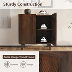 Mobiletto rustico in legno, design scanalato, ripiano regolabile, contenitore