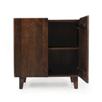 Mobiletto rustico in legno, design scanalato, ripiano regolabile, contenitore