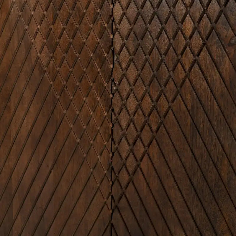 Mobiletto rustico in legno, design scanalato, ripiano regolabile, contenitore