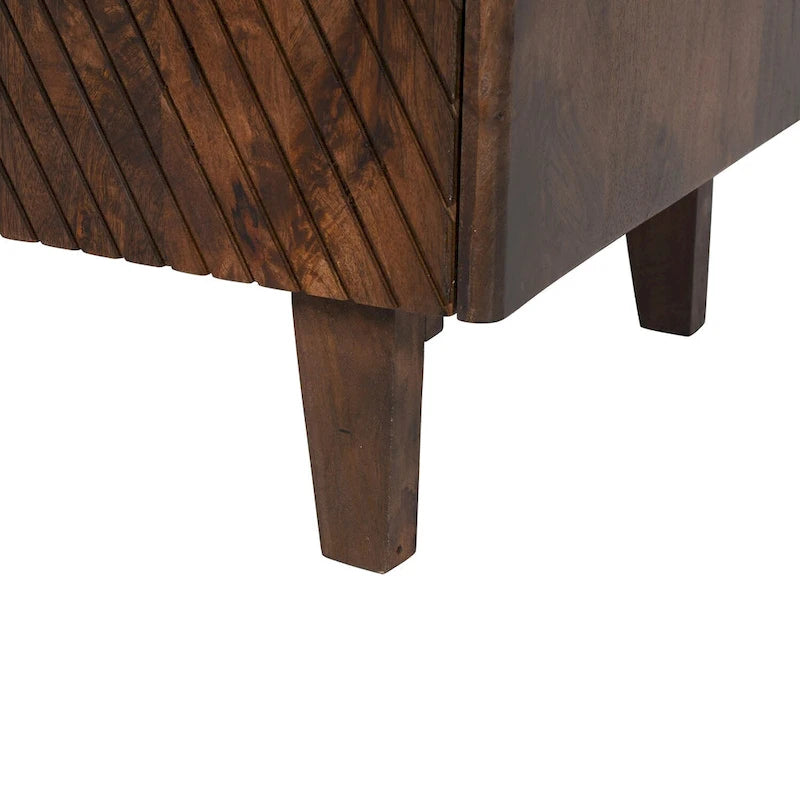 Mobiletto rustico in legno, design scanalato, ripiano regolabile, contenitore