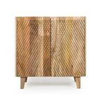 Mobiletto rustico in legno, design scanalato, ripiano regolabile, contenitore