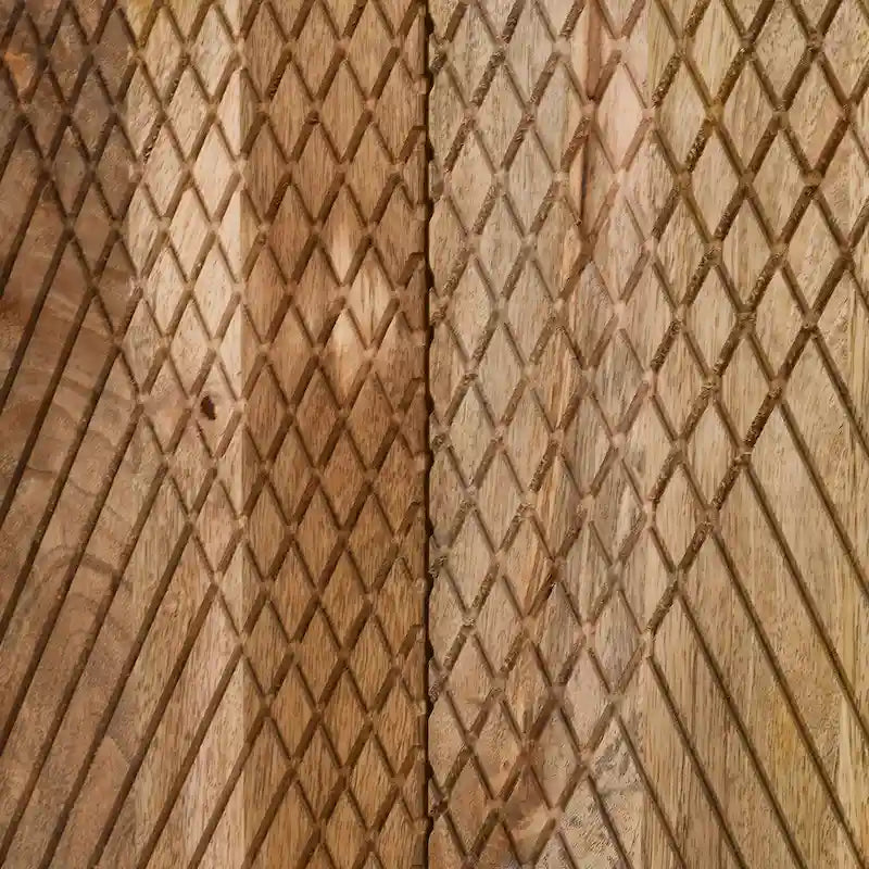 Mobiletto rustico in legno, design scanalato, ripiano regolabile, contenitore