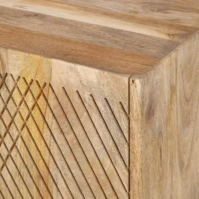 Mobiletto rustico in legno, design scanalato, ripiano regolabile, contenitore
