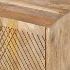 Mobiletto rustico in legno, design scanalato, ripiano regolabile, contenitore