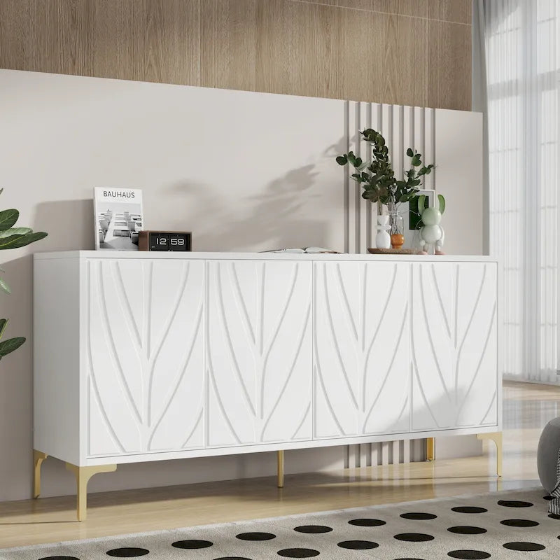 Credenza a 4 ante senza maniglie per sala da pranzo e soggiorno