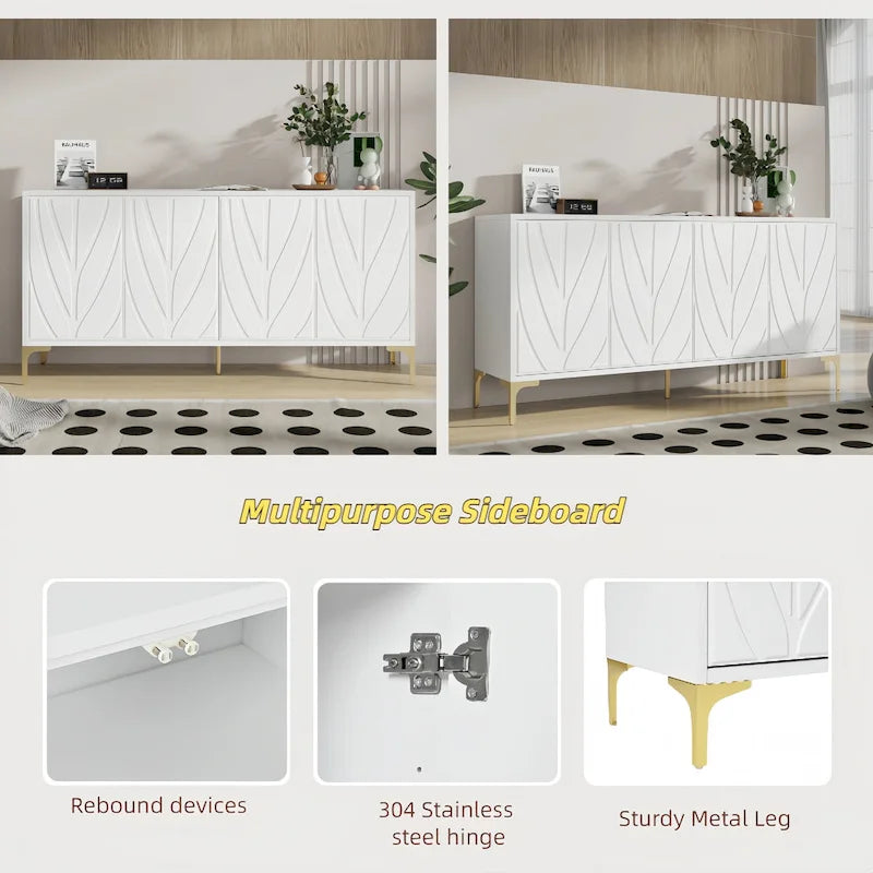 Credenza a 4 ante senza maniglie per sala da pranzo e soggiorno