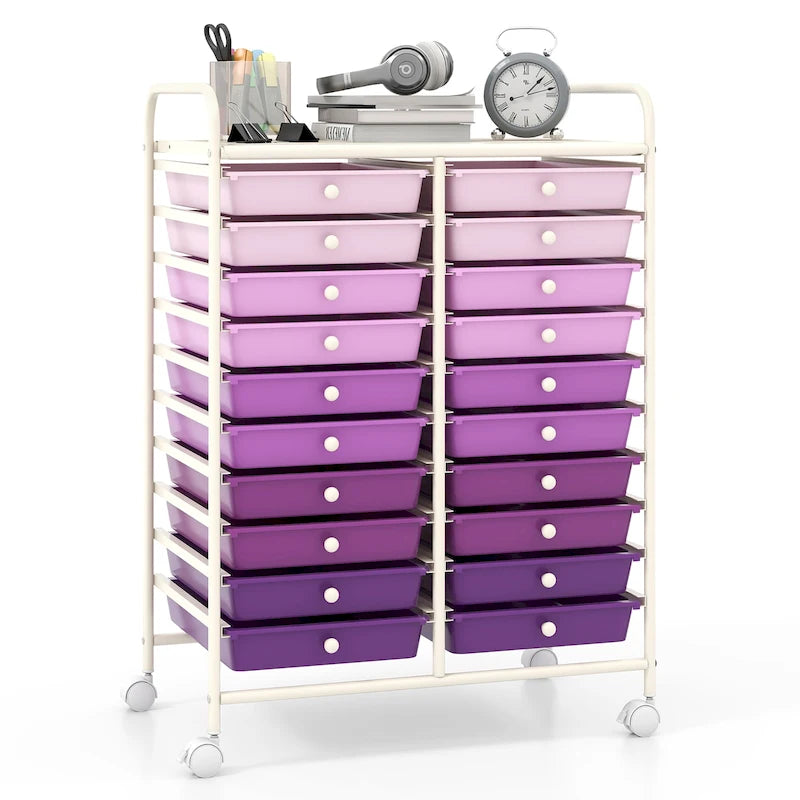 Carrello portatutto a 20 cassetti su ruote per arte e artigianato | Telaio in acciaio | 63,5x38x89 cm
