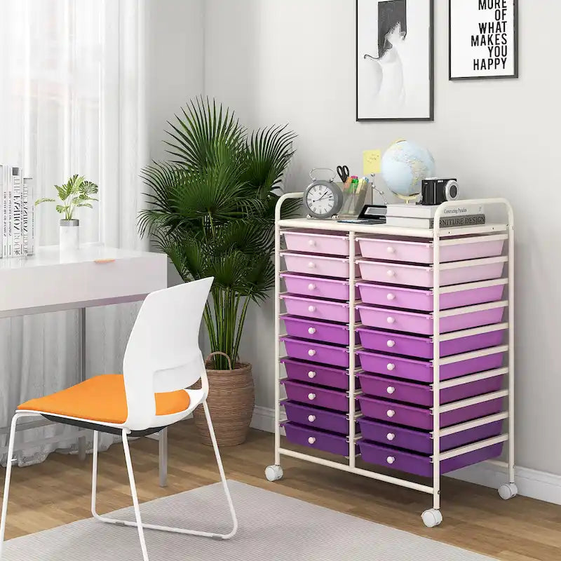 Carrello portatutto a 20 cassetti su ruote per arte e artigianato | Telaio in acciaio | 63,5x38x89 cm