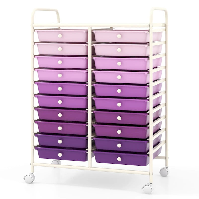 Carrello portatutto a 20 cassetti su ruote per arte e artigianato | Telaio in acciaio | 63,5x38x89 cm
