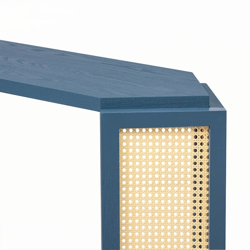 Consolle stretta con ripiano aperto, blu anticato