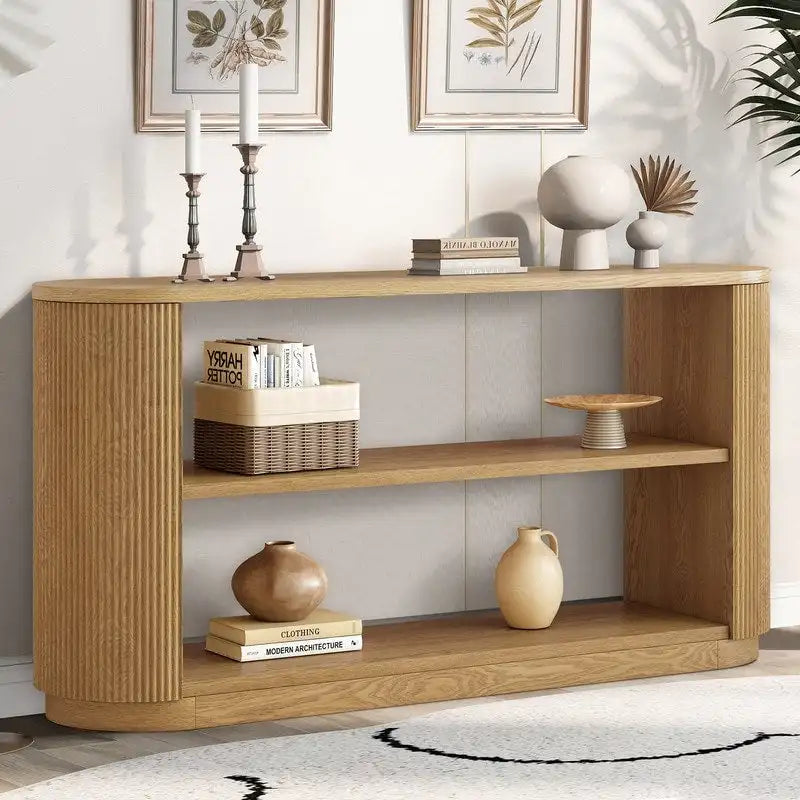 Consolle da Ingresso Moderna Sottile da 149,6 cm con Ripiano Aperto | Tavolo da Divano Multifunzione