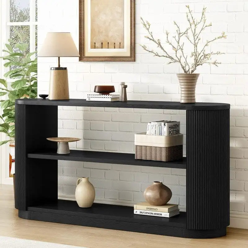 Consolle da Ingresso Moderna Sottile da 149,6 cm con Ripiano Aperto | Tavolo da Divano Multifunzione