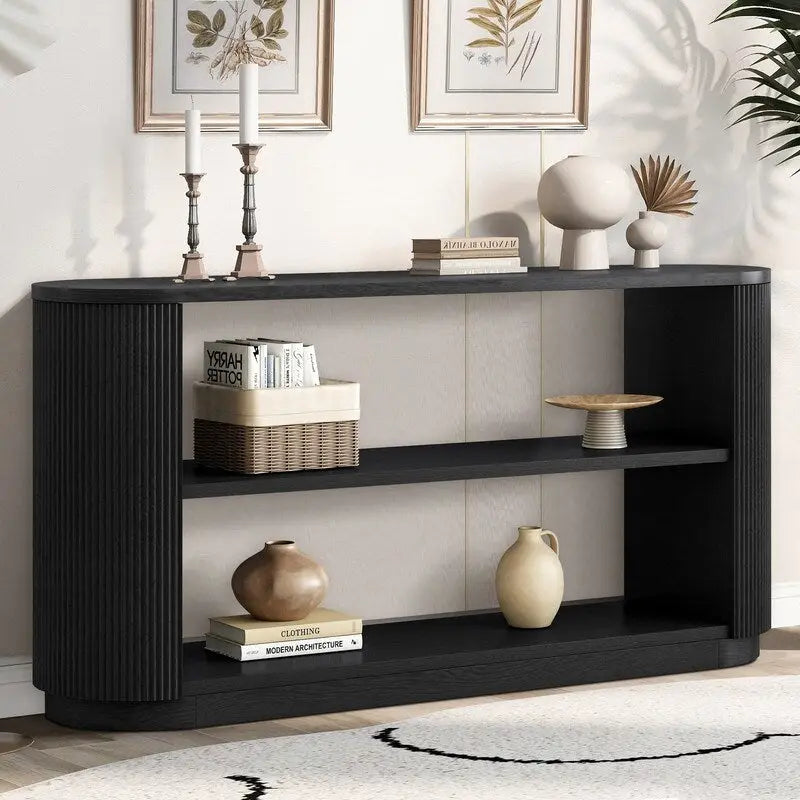 Consolle da Ingresso Moderna Sottile da 149,6 cm con Ripiano Aperto | Tavolo da Divano Multifunzione