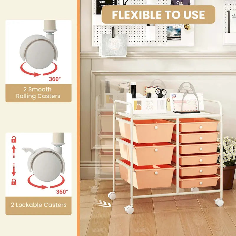 Carrello portaoggetti mobile a 9 cassetti