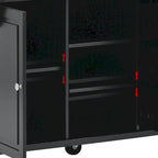 Carrello da cucina con piano in legno di caucciù, isola cucina mobile su ruote con contenitore e 5 cassetti, lunghezza 53 pollici (sgabello escluso)