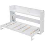 Letto a scomparsa Twin XL con scrivania e luce LED, struttura in legno massello con stazione di ricarica USB, per piccoli spazi e uffici domestici