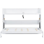Letto a scomparsa Twin XL con scrivania e luce LED, struttura in legno massello con stazione di ricarica USB, per piccoli spazi e uffici domestici