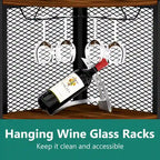 Mensola angolare con ante, mobile angolare a 65° con ripiani e portabicchieri da vino, libreria espositiva angolare a 6 ripiani