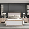 Letto a pannelli in tessuto in legno massello classico moderno | Grigio chiaro | King e Queen | 450 kg