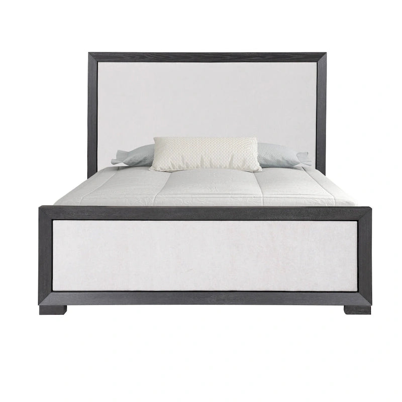 Letto a pannelli in tessuto in legno massello classico moderno | Grigio chiaro | King e Queen | 450 kg