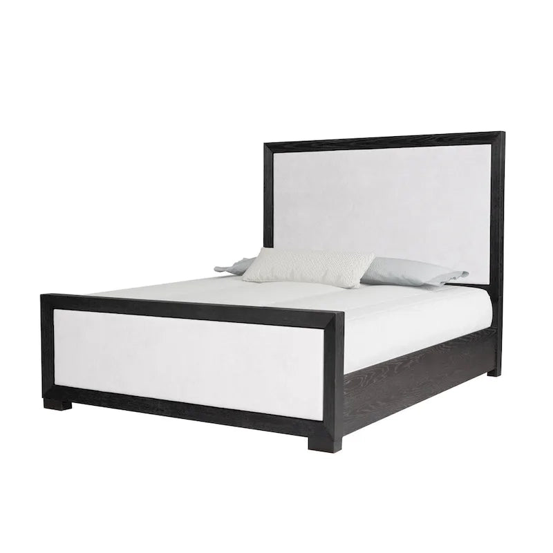 Letto a pannelli in tessuto in legno massello classico moderno | Grigio chiaro | King e Queen | 450 kg