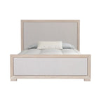 Letto a pannelli in tessuto in legno massello classico moderno | Grigio chiaro | King e Queen | 450 kg