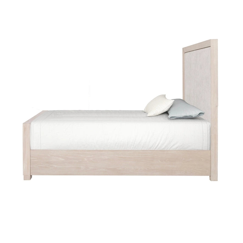 Letto a pannelli in tessuto in legno massello classico moderno | Grigio chiaro | King e Queen | 450 kg