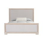 Letto a pannelli in tessuto in legno massello classico moderno | Grigio chiaro | King e Queen | 450 kg