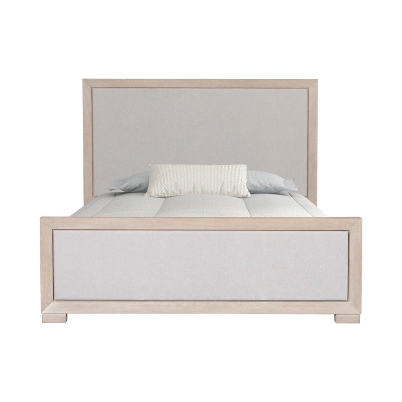 Letto a pannelli in tessuto in legno massello classico moderno | Grigio chiaro | King e Queen | 450 kg