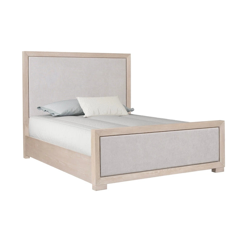 Letto a pannelli in tessuto in legno massello classico moderno | Grigio chiaro | King e Queen | 450 kg