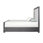 Letto a pannelli in tessuto in legno massello classico moderno | Grigio chiaro | King e Queen | 450 kg