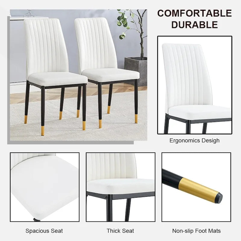 Elegante set di sedie da pranzo con schienale alto per varie stanze, materiale in PU migliorato